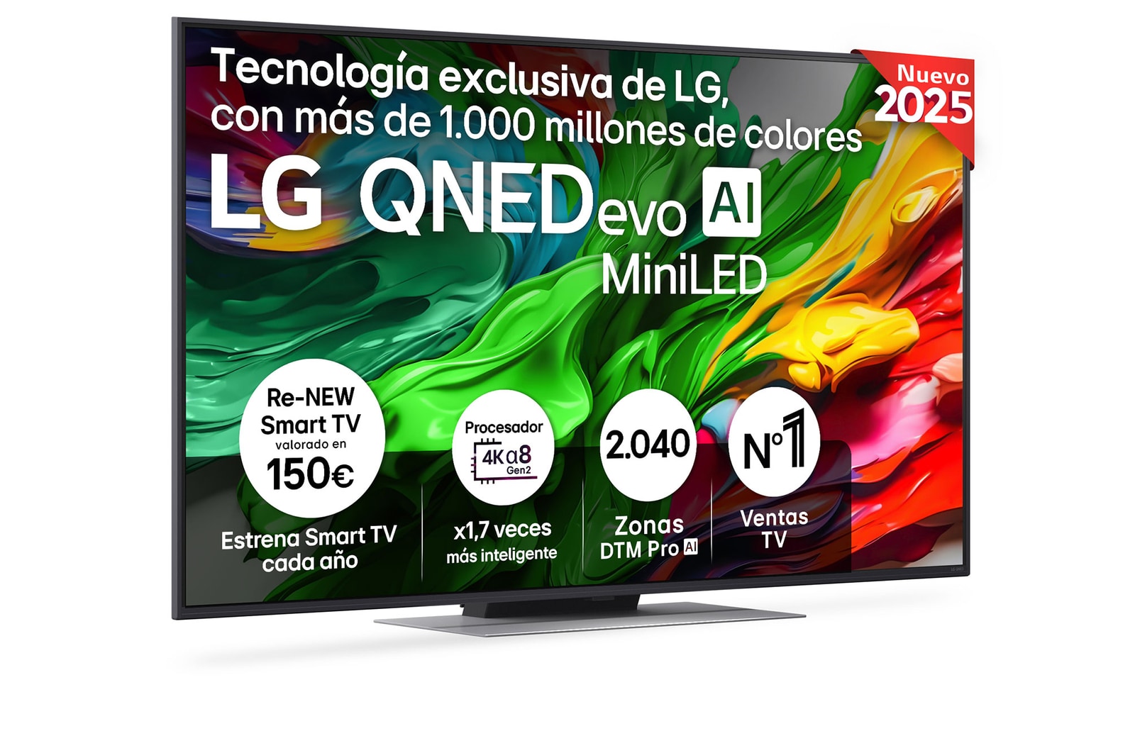 Vista frontal de Smart TV LG QNED evo AI QNED87 55 pulgadas MiniLED 4K 2025 55QNED87A6B