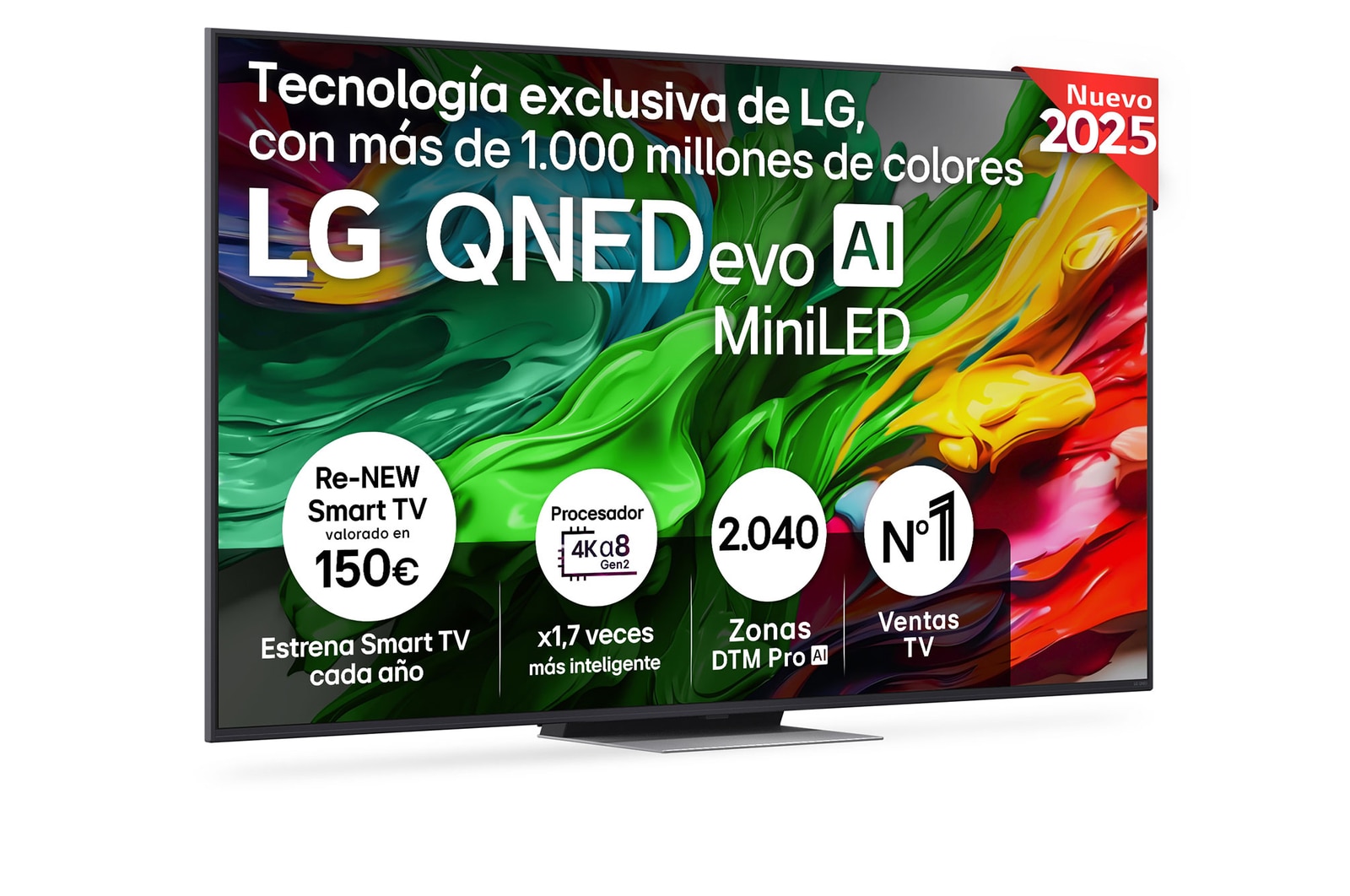 Vista frontal de Smart TV LG QNED evo AI QNED87 65 pulgadas MiniLED 4K 2025 65QNED87A6B