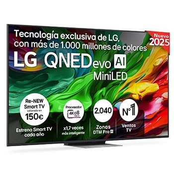 Vista frontal de Smart TV LG QNED evo AI QNED87 65 pulgadas MiniLED 4K 2025 65QNED87A6B
