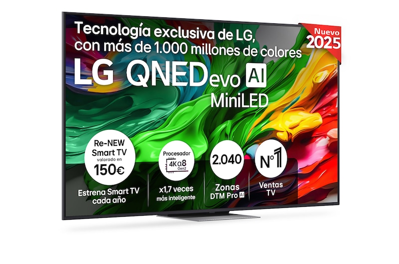 Vista frontal de Smart TV LG QNED evo AI QNED87 75 pulgadas MiniLED 4K 2025 75QNED87A6B