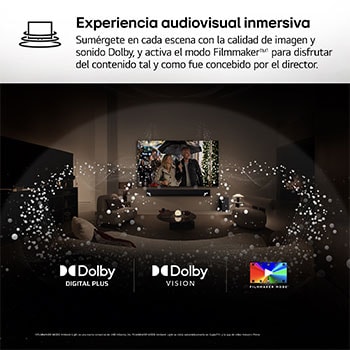 AI Magic Remote de LG en primer plano. El icono del botón AI está resaltado. En el fondo aparece la interfaz de usuario de webOS de LG. El cursor del ratón implica que se está usando el mando a distancia. El texto explica cómo las funciones del mando a distancia y los controles hacen que la navegación en webOS sea más sencilla.