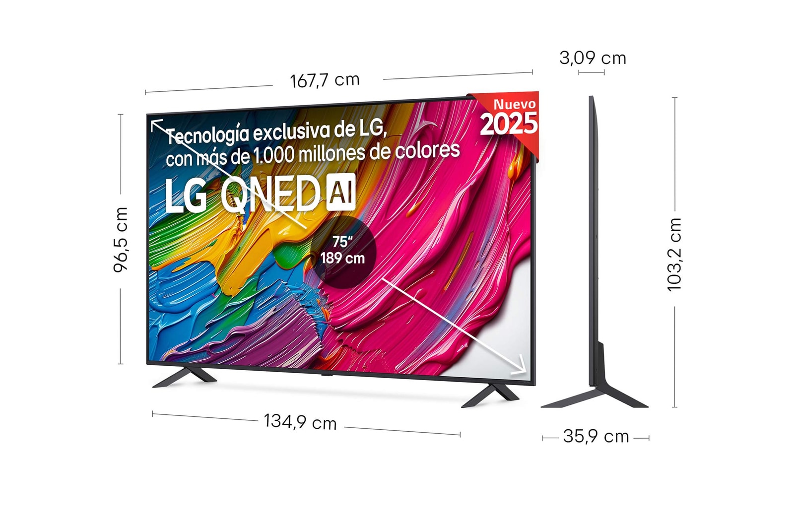 Rear view of LG QNED80 TV