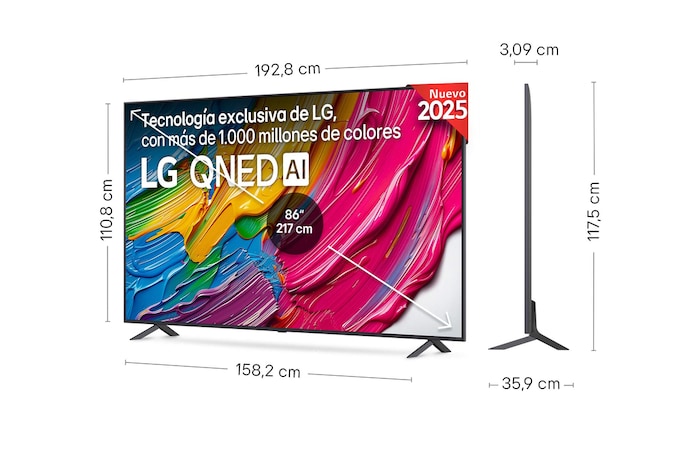 Rear view of LG QNED80 TV