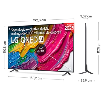 Rear view of LG QNED80 TV