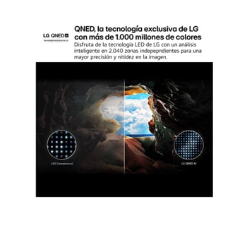 Front view and side view of LG QNED AI QNED80 4K Smart TV showing its length, width, height, and depth dimensions.