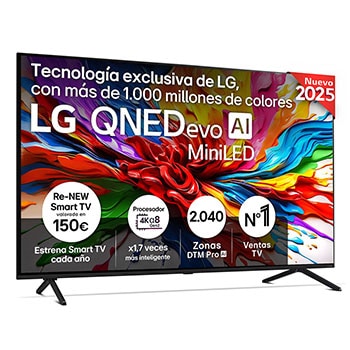 Vista frontal de Smart TV LG QNED evo AI QNED92 65 pulgadas MiniLED 4K 2025 65QNED92A6A