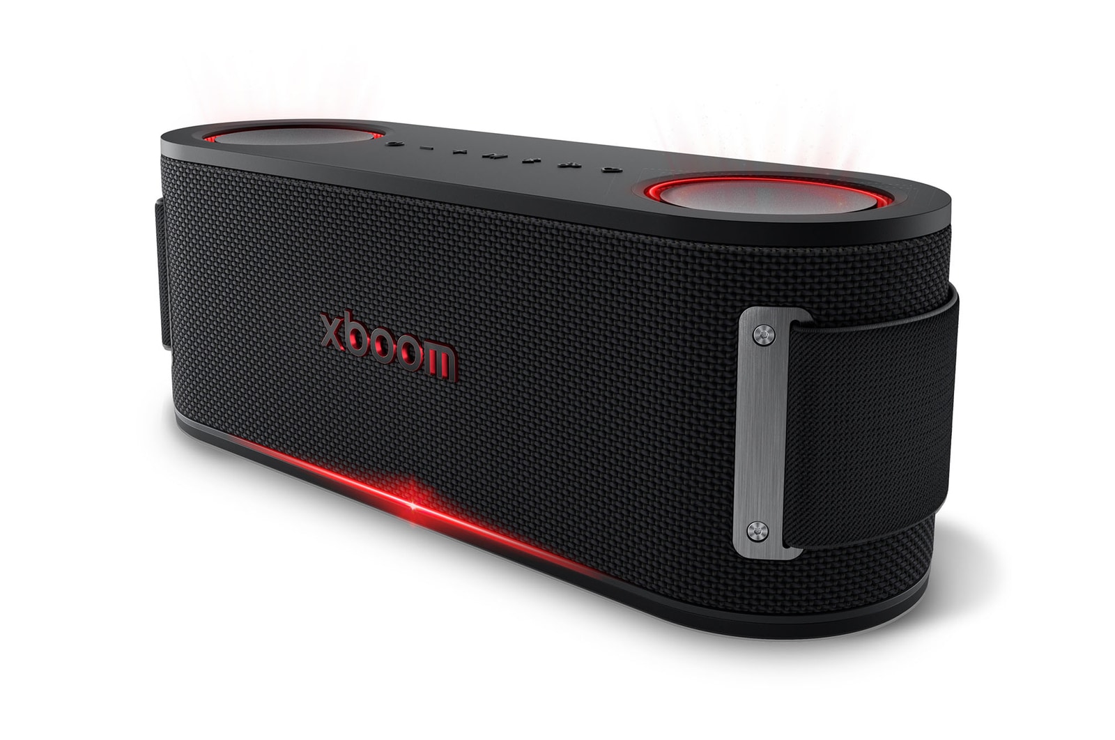 Vista frontal del LG xboom Bounce by will.i.am  - Altavoz inalámbrico bluetooth con bajos potentes, resistencia militar y hasta 20 horas de batería