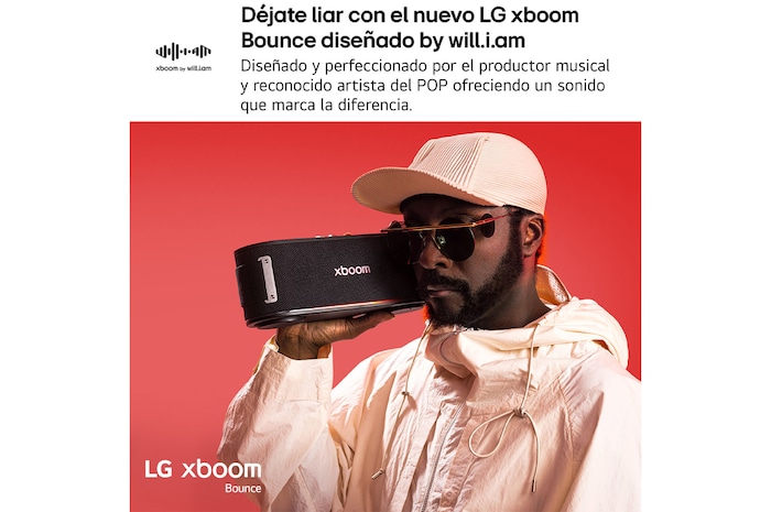 LG xboom Bounce by will.i.am - Altavoz inalámbrico bluetooth con bajos potentes, resistencia militar y hasta 20 horas de batería, BOUNCE