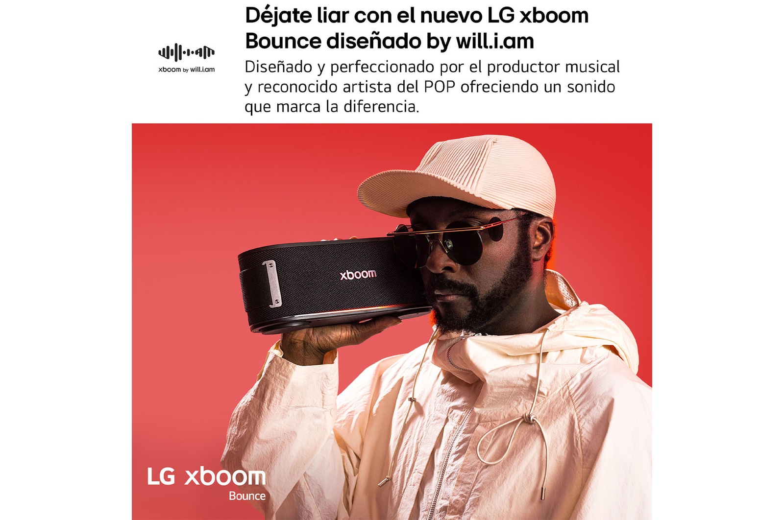 LG xboom Bounce by will.i.am - Altavoz inalámbrico bluetooth con bajos potentes, resistencia militar y hasta 20 horas de batería, BOUNCE
