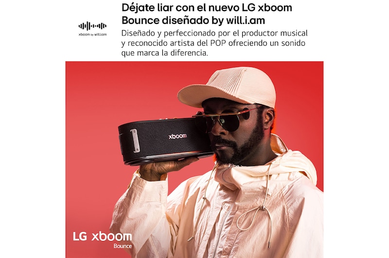 LG xboom Bounce by will.i.am - Altavoz inalámbrico bluetooth con bajos potentes, resistencia militar y hasta 20 horas de batería, BOUNCE