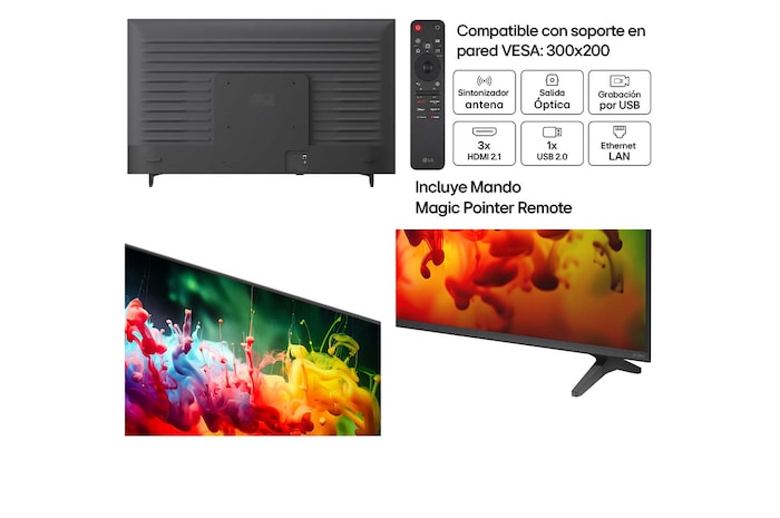 LG QNED AI QNED70 Mini LED with Dynamic QNED Color fills the screen with vivid, fluid bursts of multicolored, paint-like motion, showcasing enhanced color vibrancy certified for 100% Color Volume.