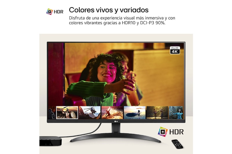 LG Monitor LG UltraFine 32", 4K UHD (3840x2160), AMD FreeSync, HDR10, DCI-P3 90%, altavoces integrados., 32UR500VW-B.EEU