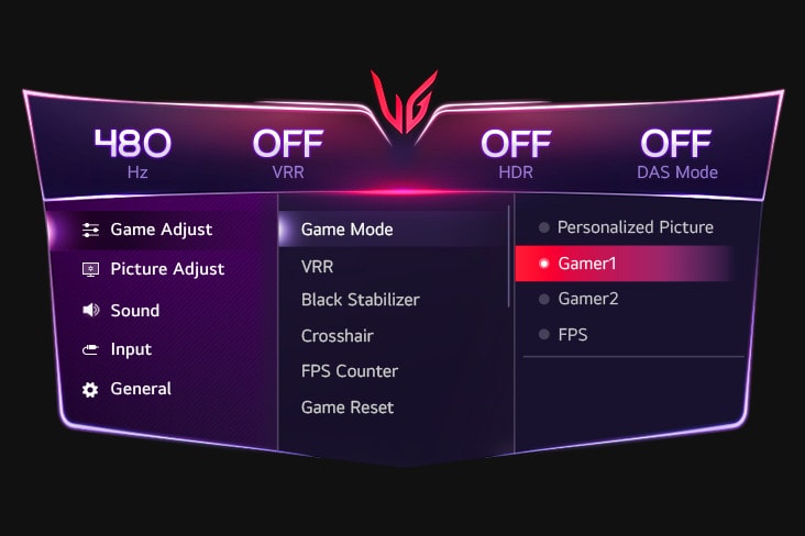 Imagen de la interfaz de configuración del Modo de Juego.
