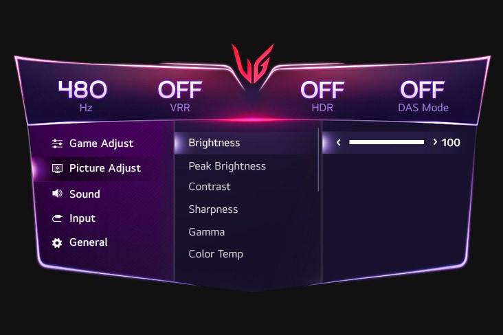 Imagen de la interfaz de configuración de Brillo.