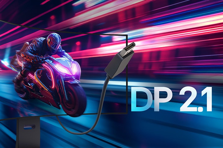 Moto en movimiento con conexión por cable DP 2.1.