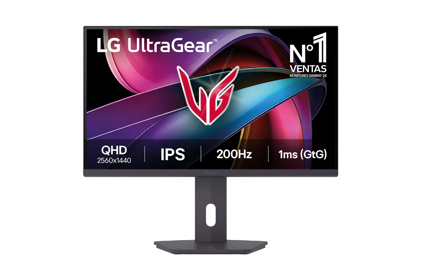 Vista frontal de Monitor Gaming LG UltraGear 27", QHD, 200Hz, 1 ms 27G610AX-B.OBSPTO
