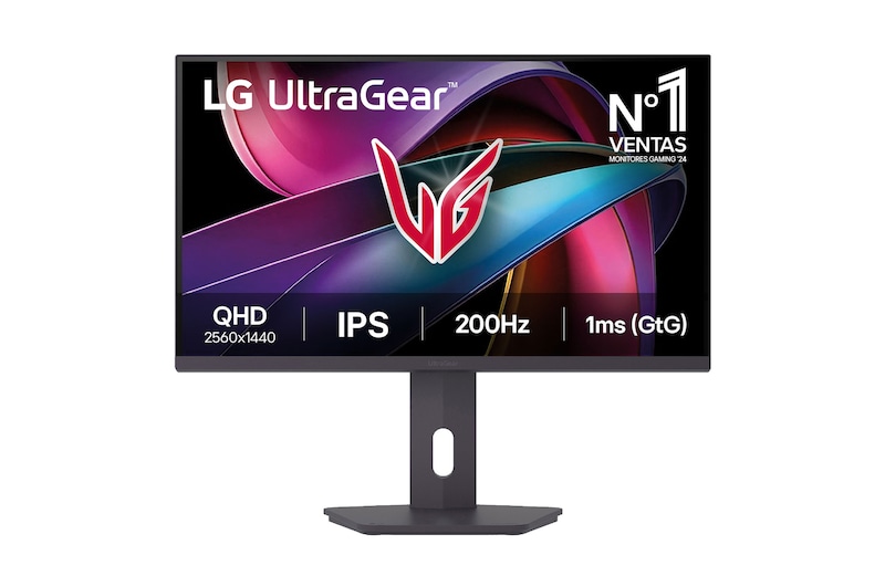 Vista frontal de Monitor Gaming LG UltraGear 27", QHD, 200Hz, 1 ms 27G610AX-B.OBSPTO
