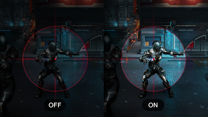 Muestra de la función Black Stabilizer en acción en el monitor.