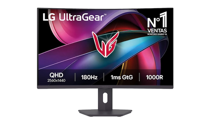 Vista frontal de Outlet Monitor Gaming LG UltraGear, 32", VA, QHD (2560X1440), 180Hz, 1 ms, Curvo 1000R 32G600A-B.OUTLET