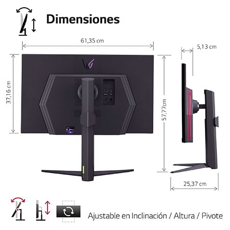 LG Monitor gaming UltraGear™ 4K UHD 144Hz de 27 pulgadas | 1ms (GtG), compatible con G-SYNC®, FreeSync™ Premium, 27GR93W-B.EEU