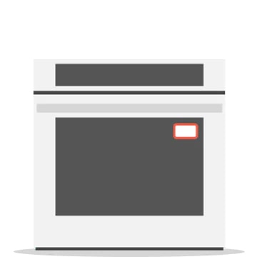 Muestra la cocina/horno y la ubicación del adhesivo con el código QR.