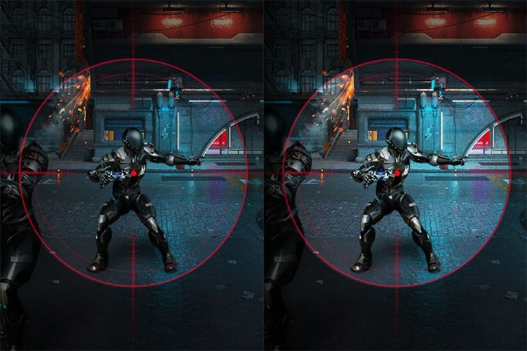 Dos imágenes comparativas para mostrar que la imagen con Black Stabilizer muestra más cosas que el lugar oscuro.