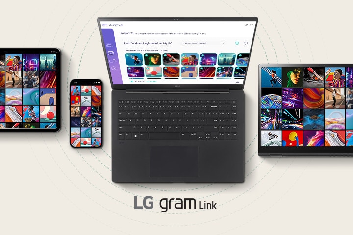 Le LG gram Pro permet des performances de niveau professionnel. Connectivité du gram-Link avec divers appareils-iOS-Android.