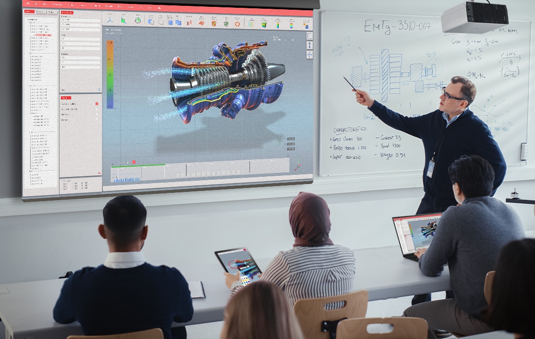 Mises en scène de l’utilisation de LG ProBeam à l’école.