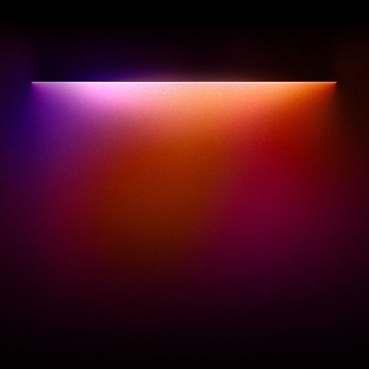 Des lumières rouge, orange et violette éclairent le texte « Pour une expérience TV sensationnelle ».