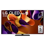 Vue de face avec la TV OLED evo LG, OLED G4, emblème OLED numéro 1 dans le monde pendant 11 ans et logo de la garantie de panneau de 5 ans à l’écran.