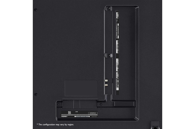 Gros plan du bord supérieur de la TV LG QNED, QNED85