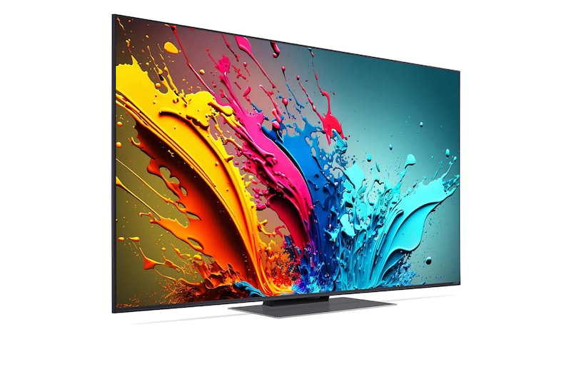 Vue latérale légèrement orientée vers la gauche de la TV LG QNED, QNED85