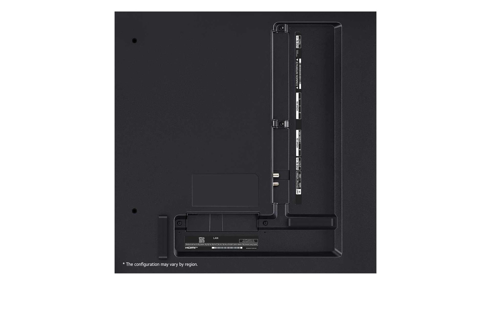 Gros plan du bord supérieur de la TV LG QNED, QNED85