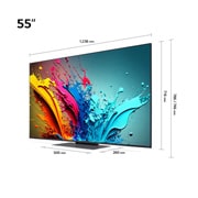 Gros plan du bord supérieur de la TV LG QNED, QNED85