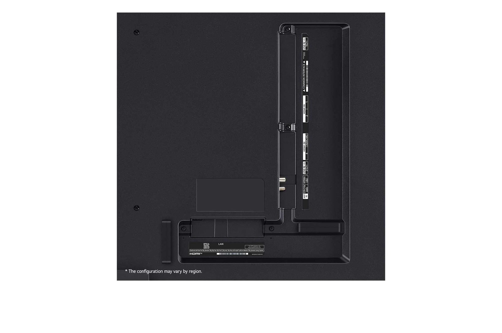 Gros plan du bord supérieur de la TV LG QNED, QNED85