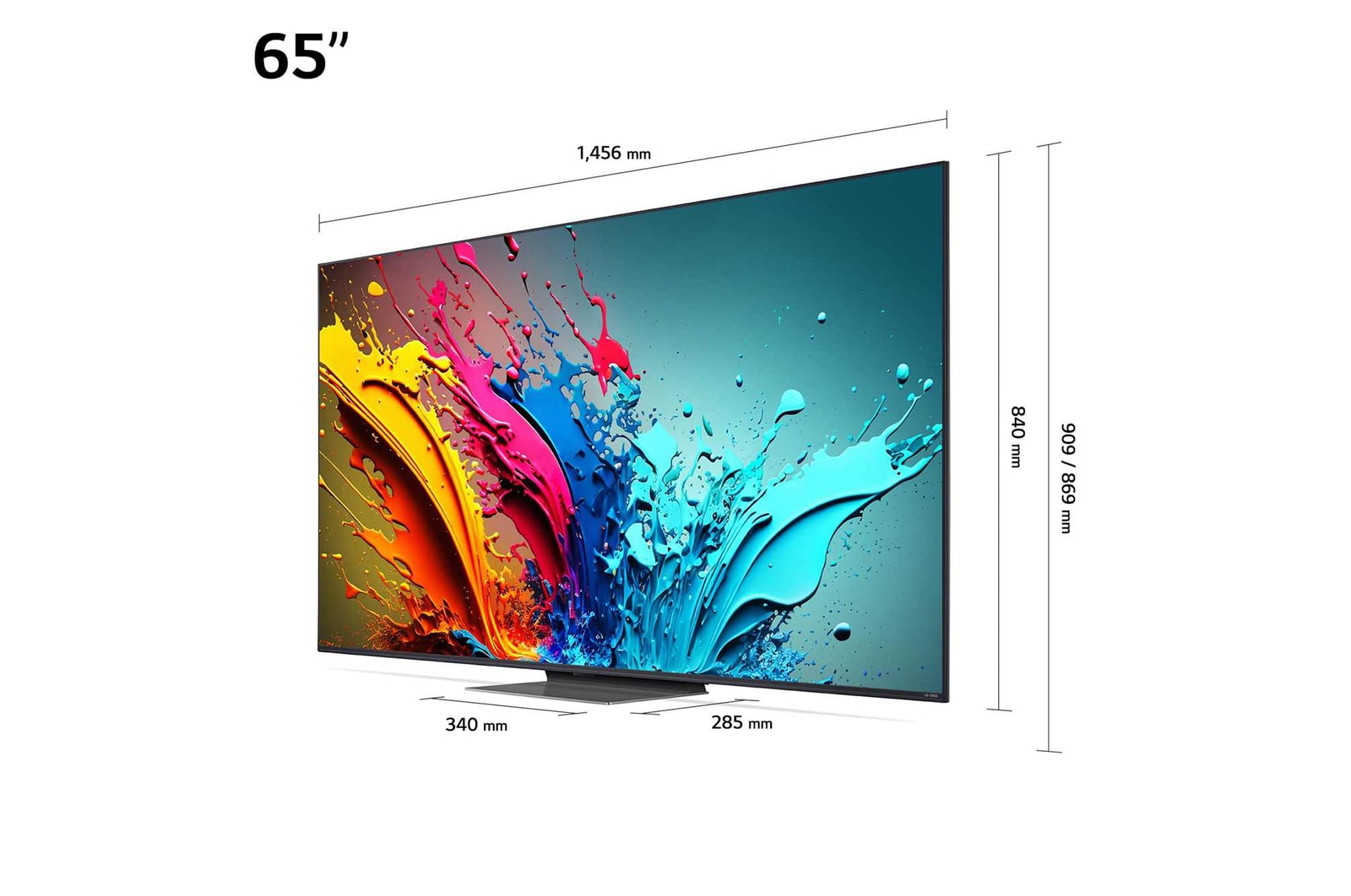 Gros plan du bord supérieur de la TV LG QNED, QNED85