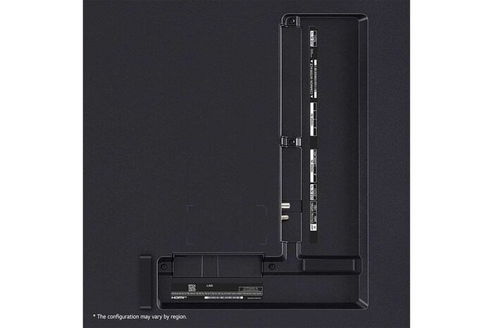 Gros plan du bord supérieur de la TV LG QNED, QNED86