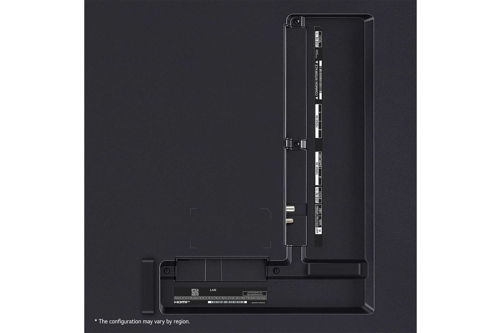 Gros plan du bord supérieur de la TV LG QNED, QNED86