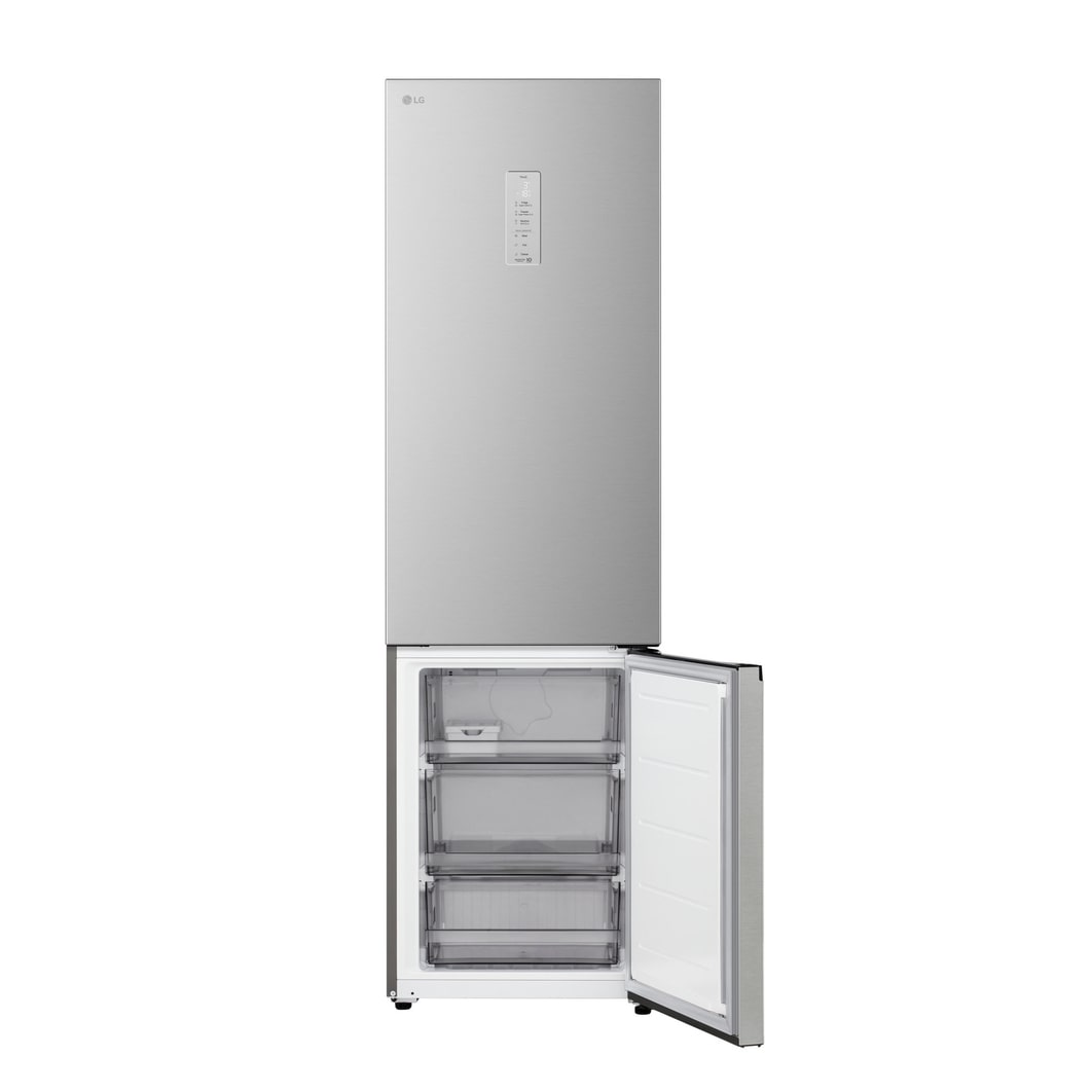 LG bottom freezer (GBBS323CPY) front side view showing exterior design