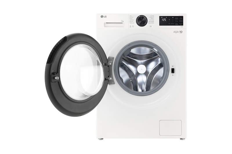 An image showing a washing machine in the living room with an A rating for energy efficiency next to it, consuming 30% less electricity