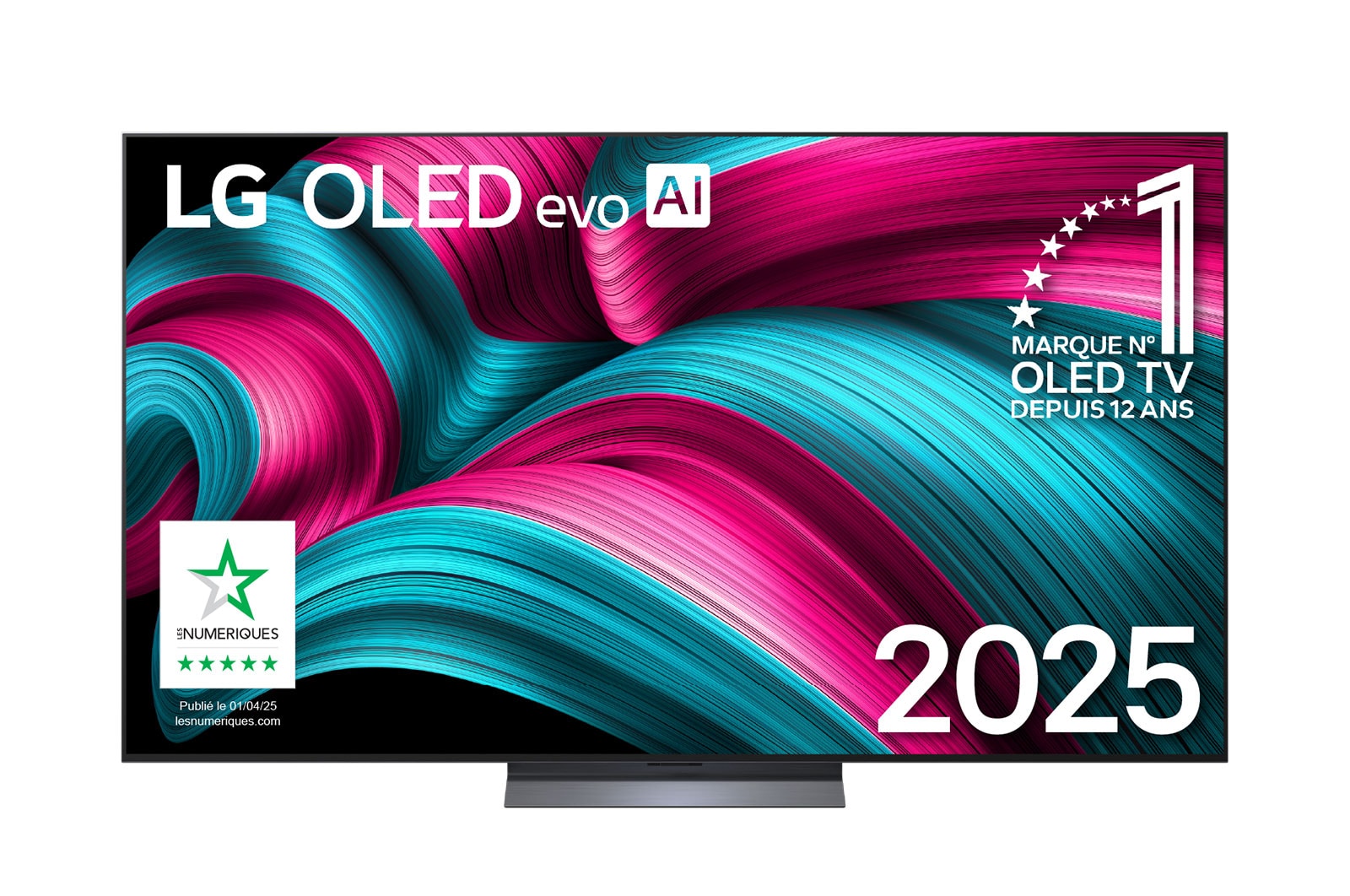 Vue avant de 77 pouces (195 cm) | LG OLED evo AI C5 | 4K Smart TV | 2025 OLED77C54LA