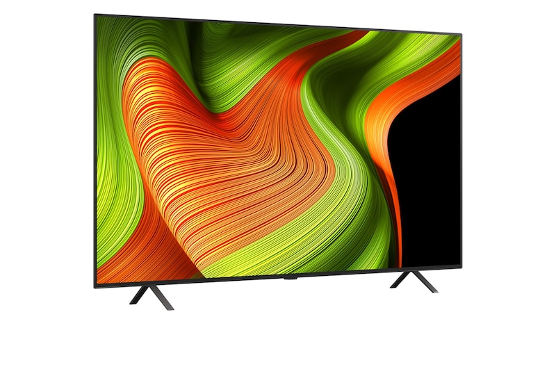 Vue latérale de la Smart TV LG OLED AI B5 4K.