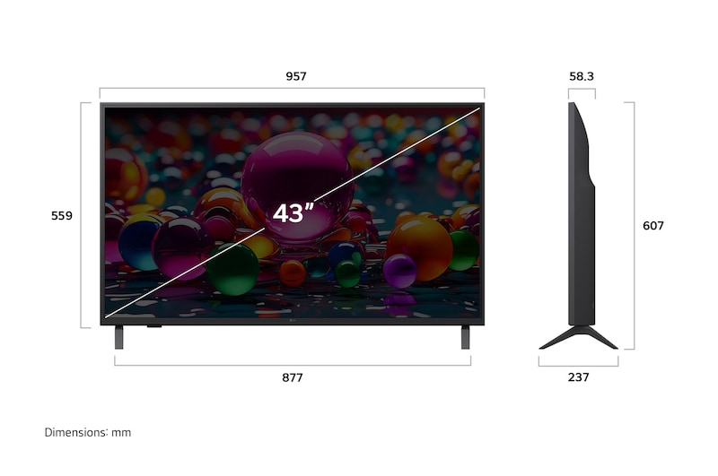 Télécommande AI Magic Remote de LG en face d’un écran de LG TV. L’écran affiche un message d’accueil personnalisé de LG AI avec des mots clés personnalisés en fonction de l’historique de recherche et de visionnage de l’utilisateur. À côté de la télécommande se trouve une icône et une étiquette montrant que la fonctionnalité AI Concierge est facilement accessible en appuyant brièvement sur le bouto