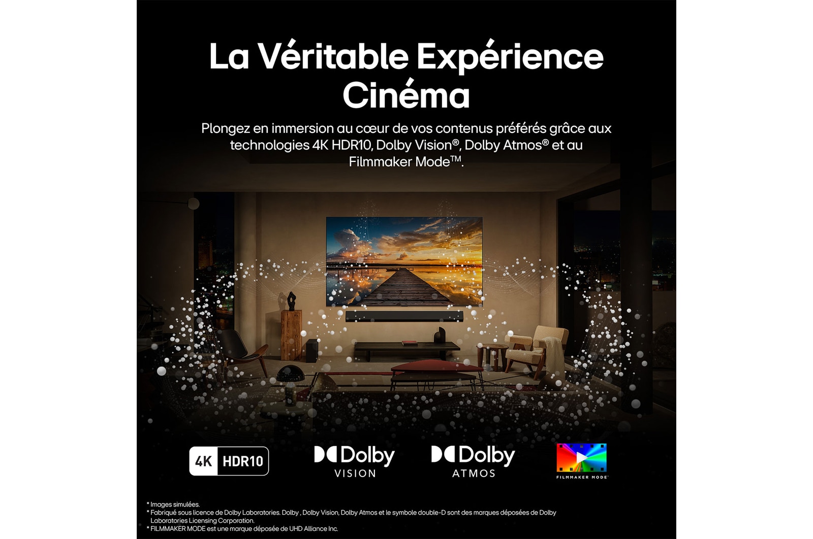 LG AI Magic Remote with the AI button highlighted. Around it are the different functionalities that a user can access from the button. AI Voice ID, AI Search, AI Chatbot, AI Concierge, AI Picture Wizard, AI Sound Wizard. The text explains that the LG AI Magic Remote completes your AI experience with a dedicated AI button and can be used like an air mouse. Just point and click.