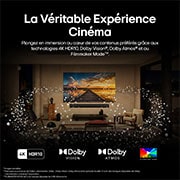 Télécommande LG AI Magic au premier plan. L'icône du bouton AI est en surbrillance. En arrière-plan se trouve l'interface utilisateur LG webOS. Le curseur de la souris indique que la télécommande est utilisée. Le texte explique comment les fonctions et les commandes de la télécommande facilitent la navigation dans webOS.Sur l'écran d'un téléviseur LG OLED, la page d'accueil de webOS 25 est remplie d'applications et de contenus de divertissement. La télécommande LG AI Magic Remote est fixée au téléviseur. Le bouton AI est mis en évidence comme s'il était activé par la voix de l'utilisateur. À côté, une bulle de dialogue permet de passer à mon compte. Le court texte explique comment les utilisateurs peuvent désormais synchroniser leur voix avec leur profil personnel pour une navigation plus facile et des recommandations personnalisées.