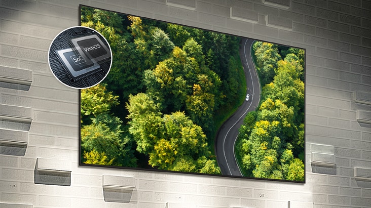 Cette image met en évidence un écran diffusant du contenu en haute résolution, illustrant les capacités de sa puce haute performance.