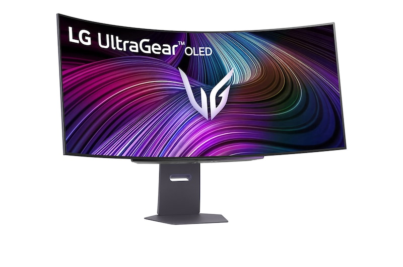 Moniteur LG 45GX90SA au fini sombre affichant les dimensions de l'écran incurvé de 45 pouces, mesurant 992.7 mm de largeur, 457 mm de hauteur d'écran, ~661.7 mm de hauteur totale et 338.6 mm de profondeur.