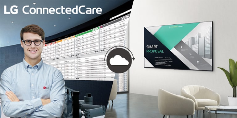L’employé LG surveille à distance les appareils de la série UL3J installés dans différents lieux.