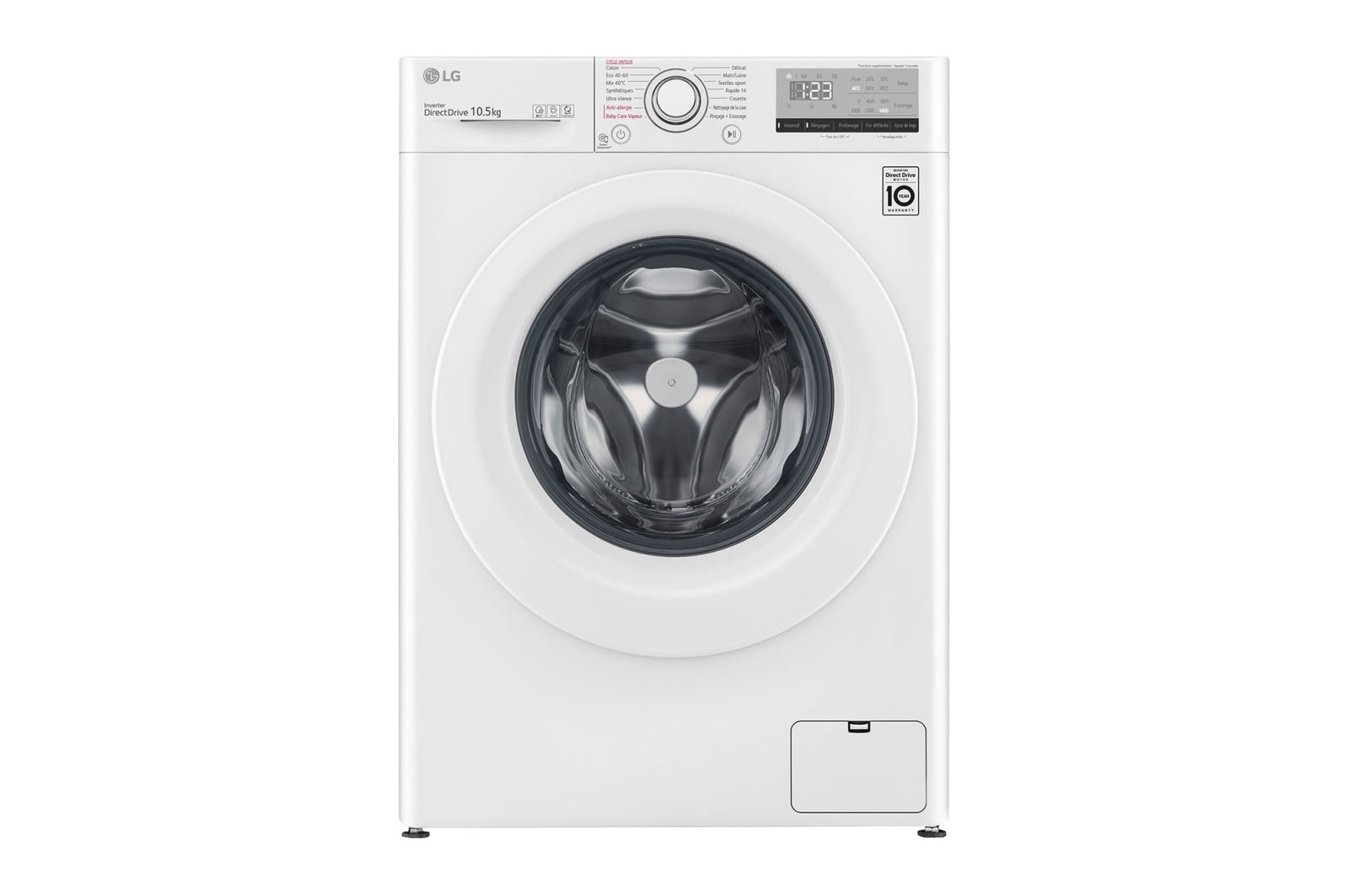 LG Lave-linge 10.5 KG - 68L | AI Direct Drive™ | Moteur Direct Drive™ garanti 10 ans, LG F14V13WHS