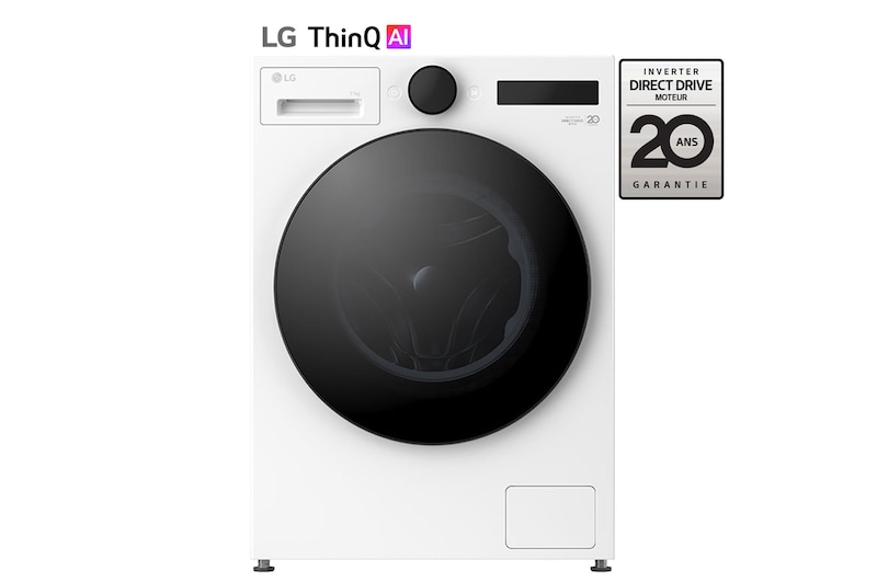 Vue avant de Lave-linge 11 kg | Molette avec écran LCD intégré | AI DD™ | Turbowash™ | Steam™ LG F14X76WHST